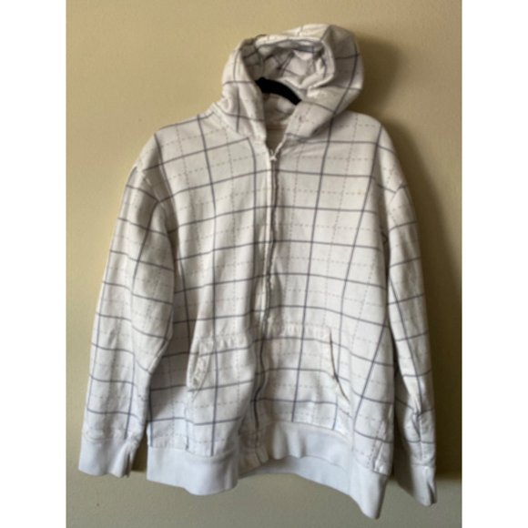 Springfield Mens Plaid Long Sleeve Full Zip Jacket Hoodie Sweashirt Cream XL - Picture 8 of 13